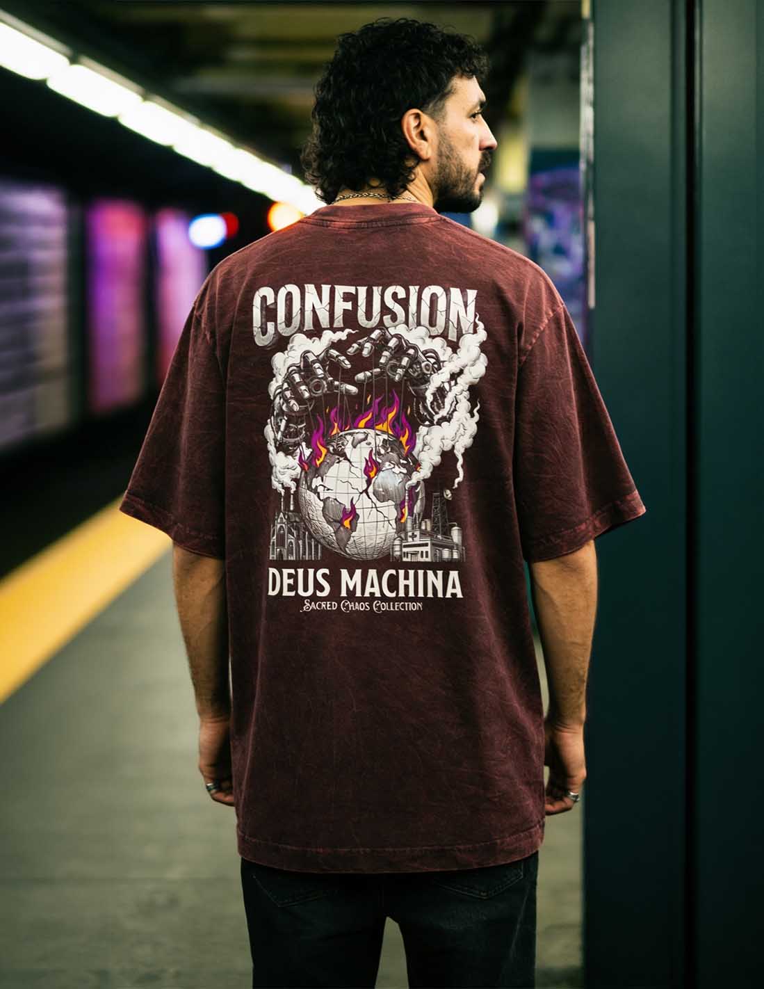 DEUS MACHINA RED LAVA TEE OVERSIZE HARD PATTERN