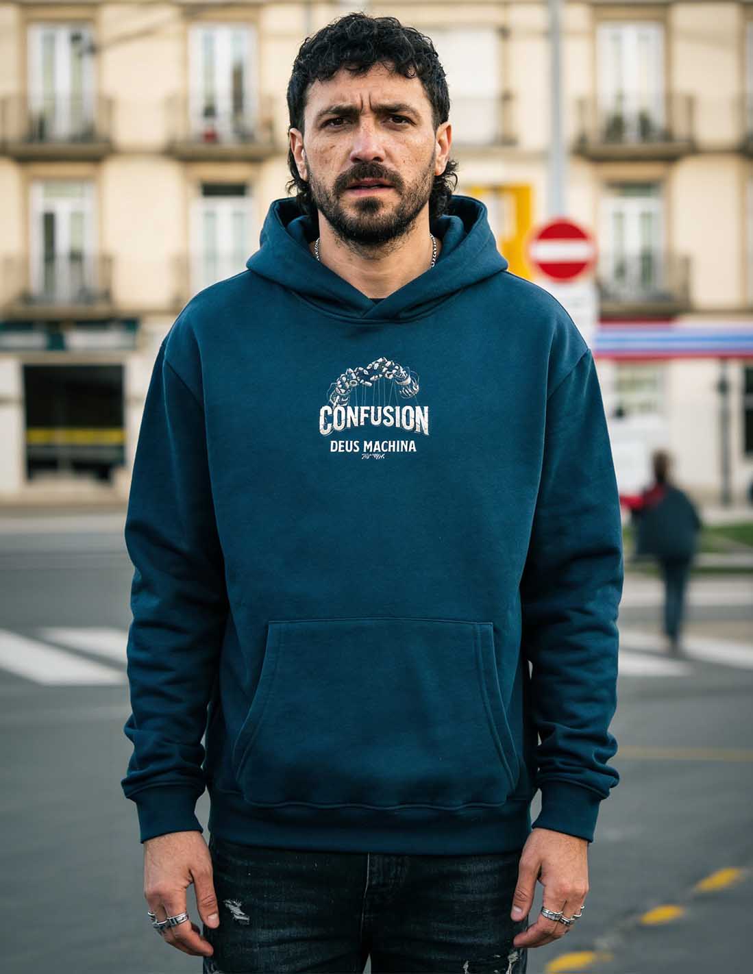 DEUS MACHINA DARK DENIM HOODIE OVERSIZE