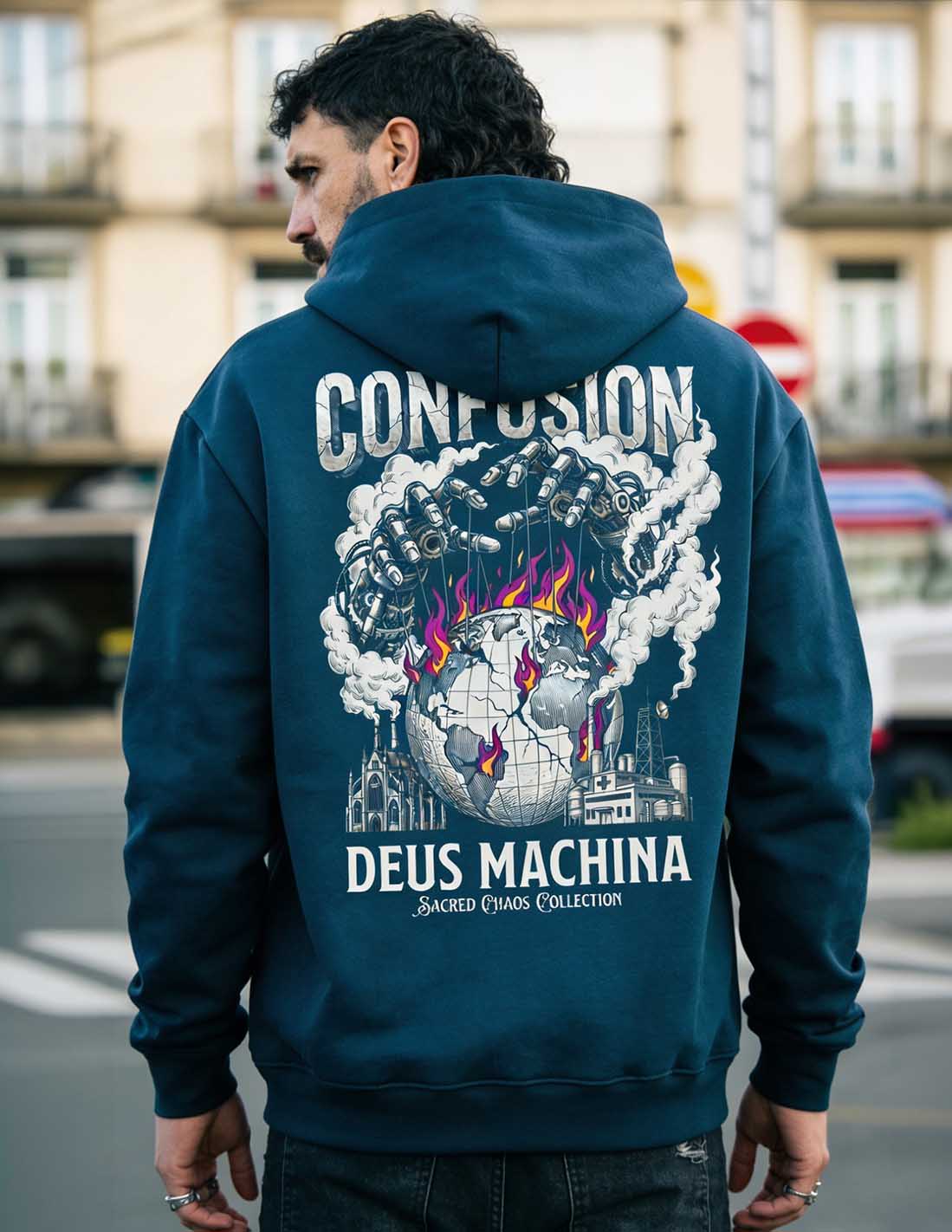 DEUS MACHINA DARK DENIM HOODIE OVERSIZE