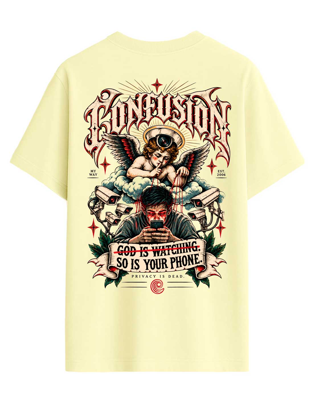 PRIVACY IS DEAD DOUBLE CREAM TEE OVERSIZE