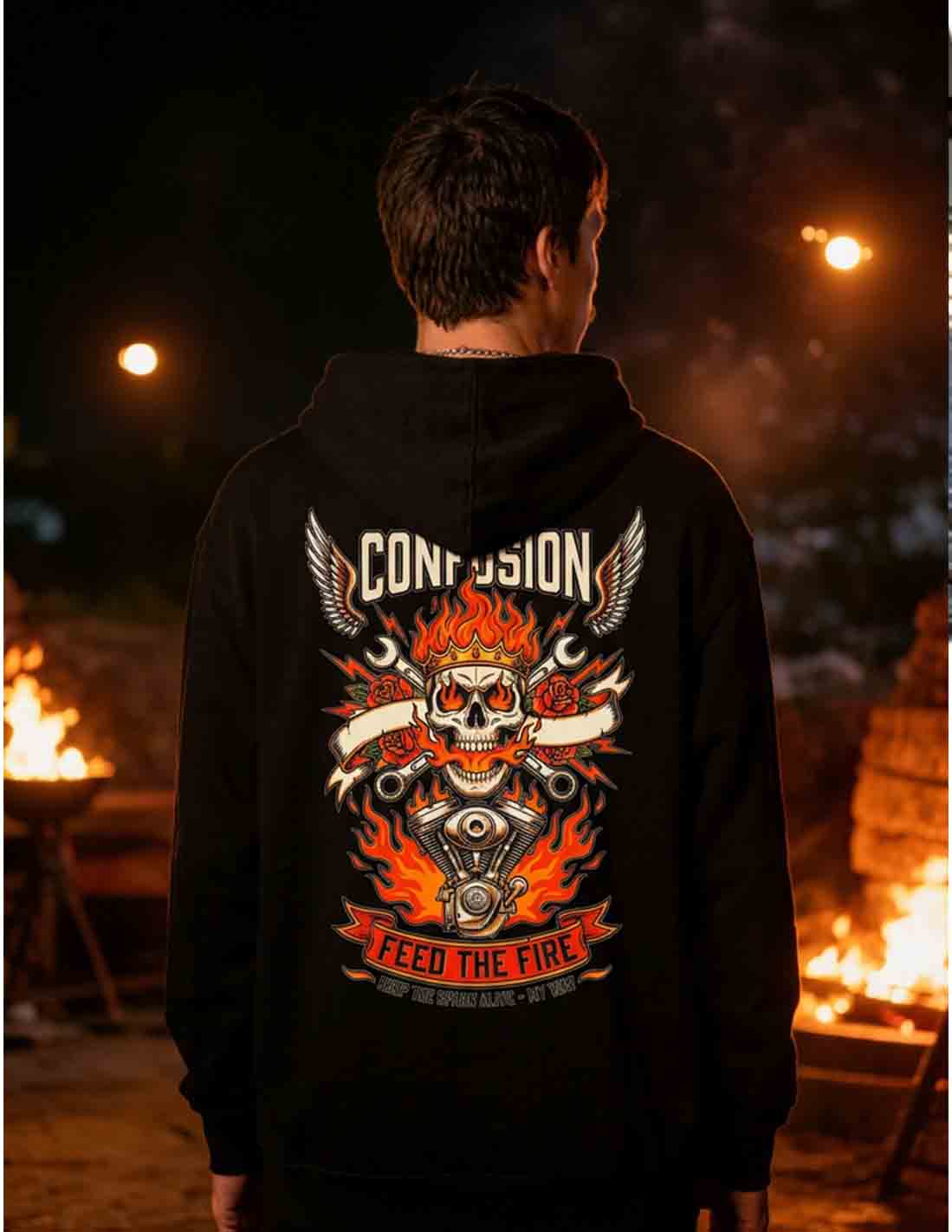 FEED THE FIRE BLACK HOODIE