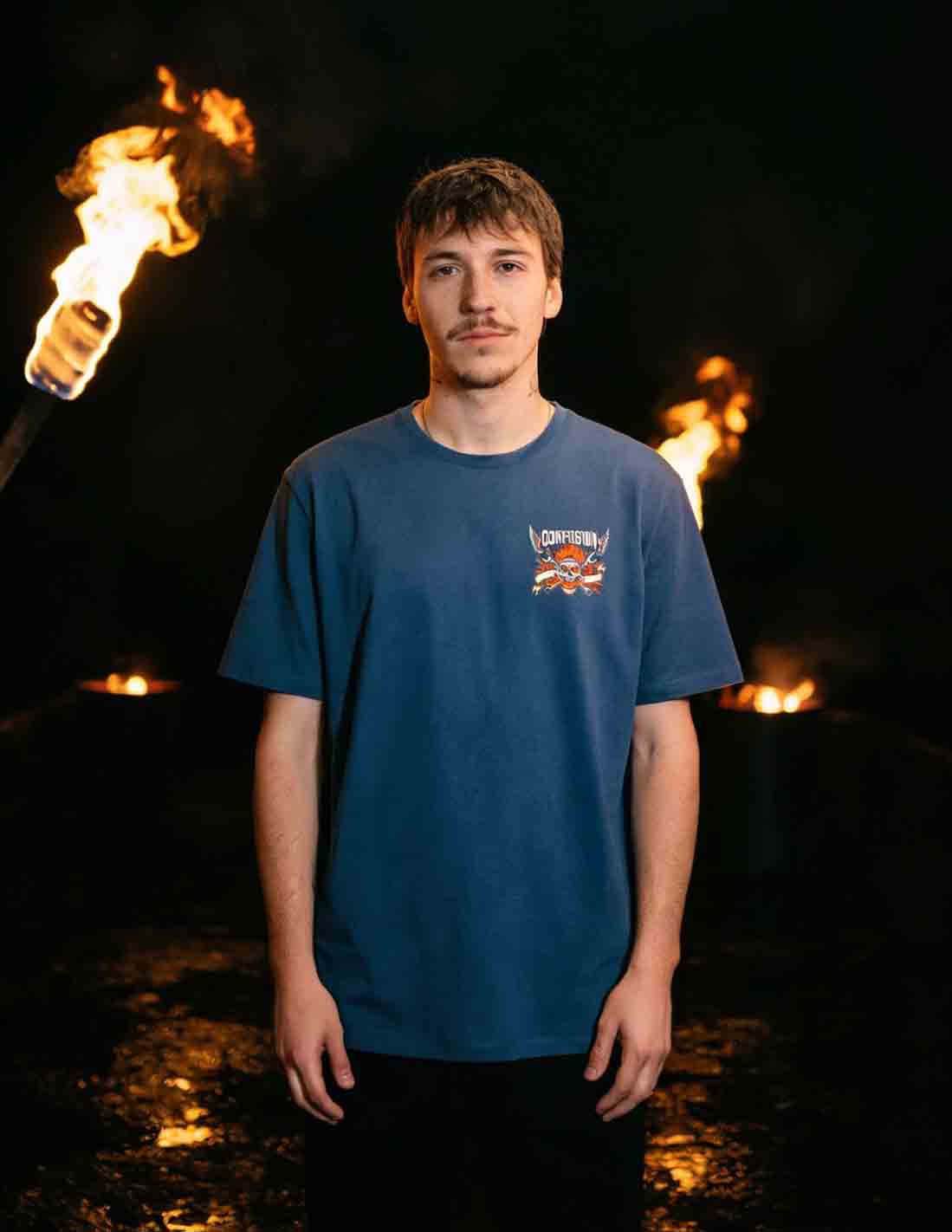 FEED THE FIRE DARK DENIM TEE