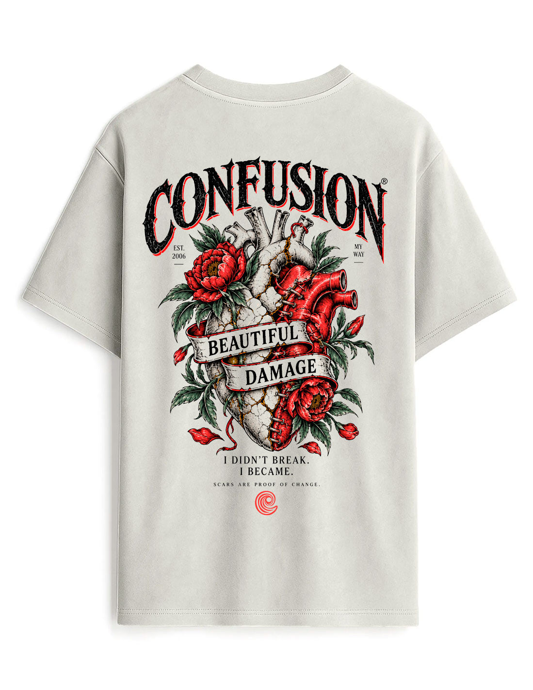 BEAUTIFUL DAMAGE GREY VIOLET TEE OVERSIZE LAVADO A LA PIEDRA