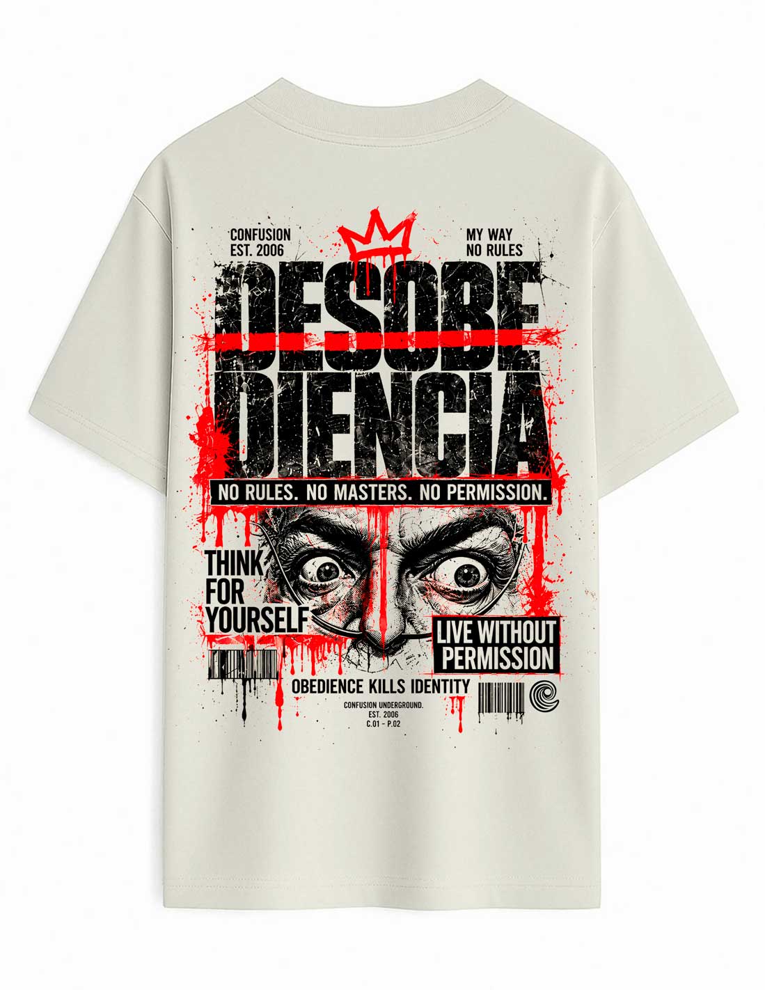 DESOBEDECE GREY VIOLET TEE OVERSIZE