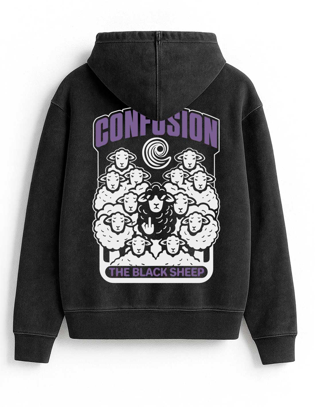 THE BLACK SHEEP BLACK HOODIE LAVADA A LA PIEDRA