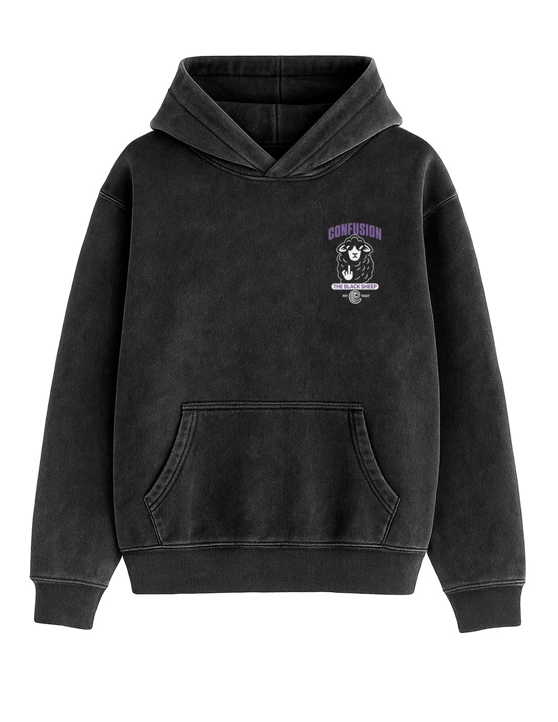 THE BLACK SHEEP BLACK HOODIE LAVADA A LA PIEDRA