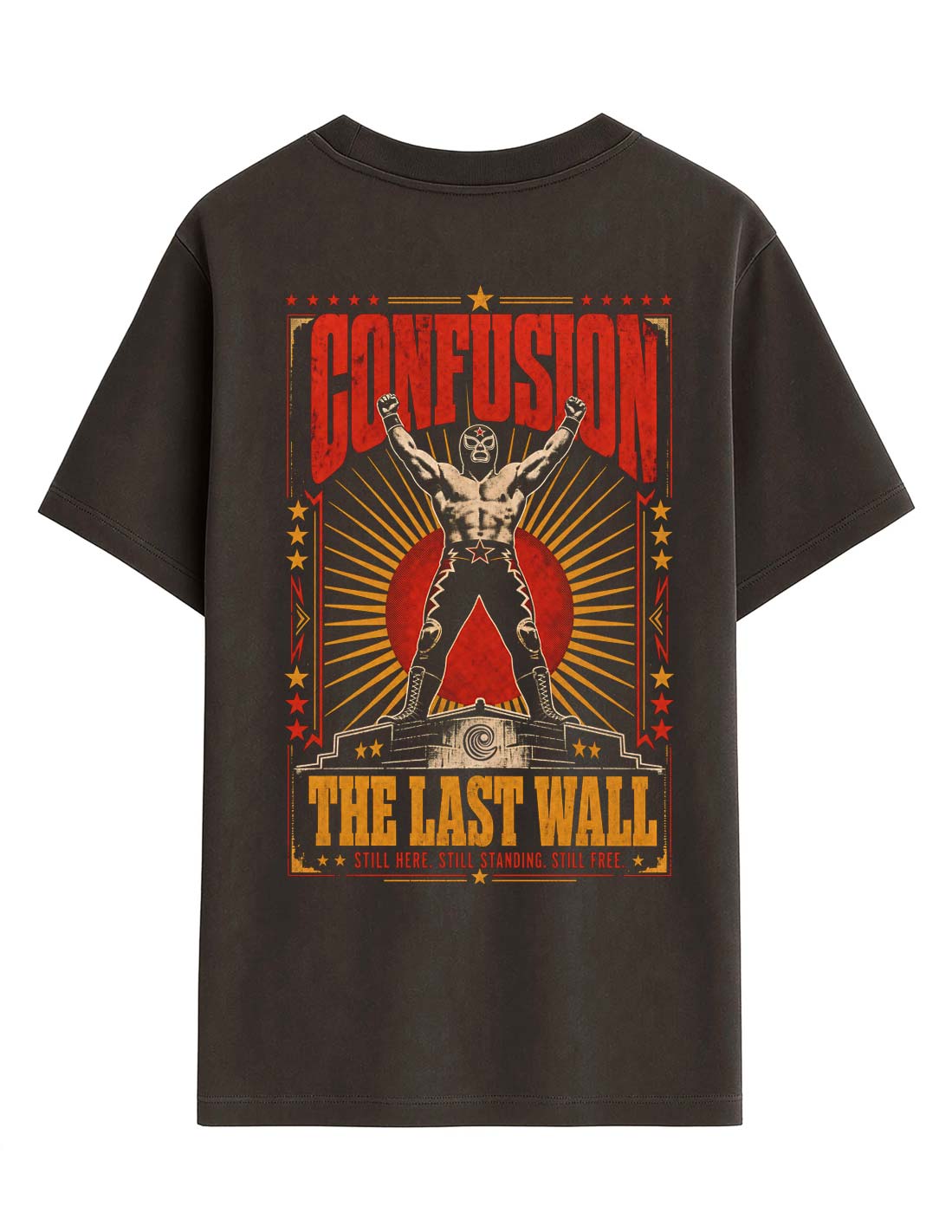 THE LAST WALL TEE BLACK COFFEE OVERSIZE HARD LAVADO PIEDRA