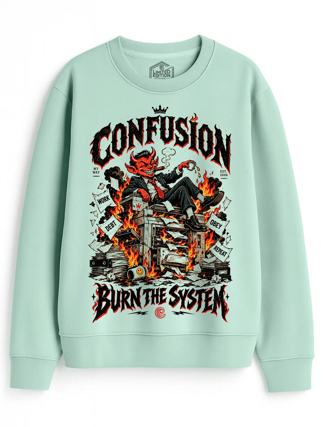 BURN THE SYSTEM ICEBERG CREWNECK