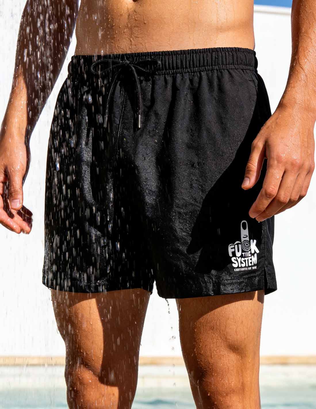 BLACK V2 SWIMSUITE FUCK THE SYSTEM LIMITED EDITON