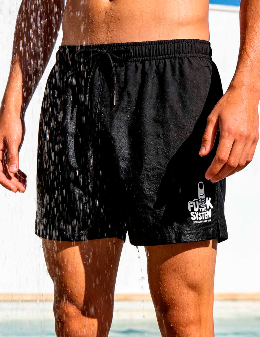 BLACK V2 SWIMSUITE FUCK THE SYSTEM LIMITED EDITON