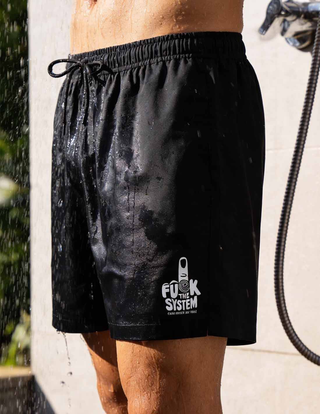 BLACK V2 SWIMSUITE FUCK THE SYSTEM LIMITED EDITON