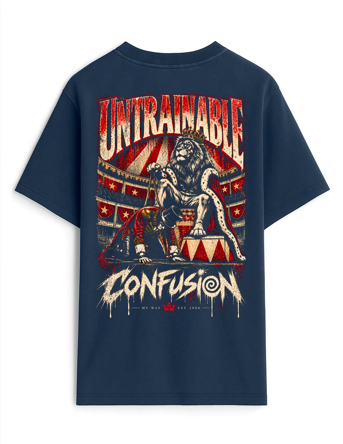 UNTRAINABLE MARITIME BLUE TEE OVERSIZE LAVADO A LA PIEDRA