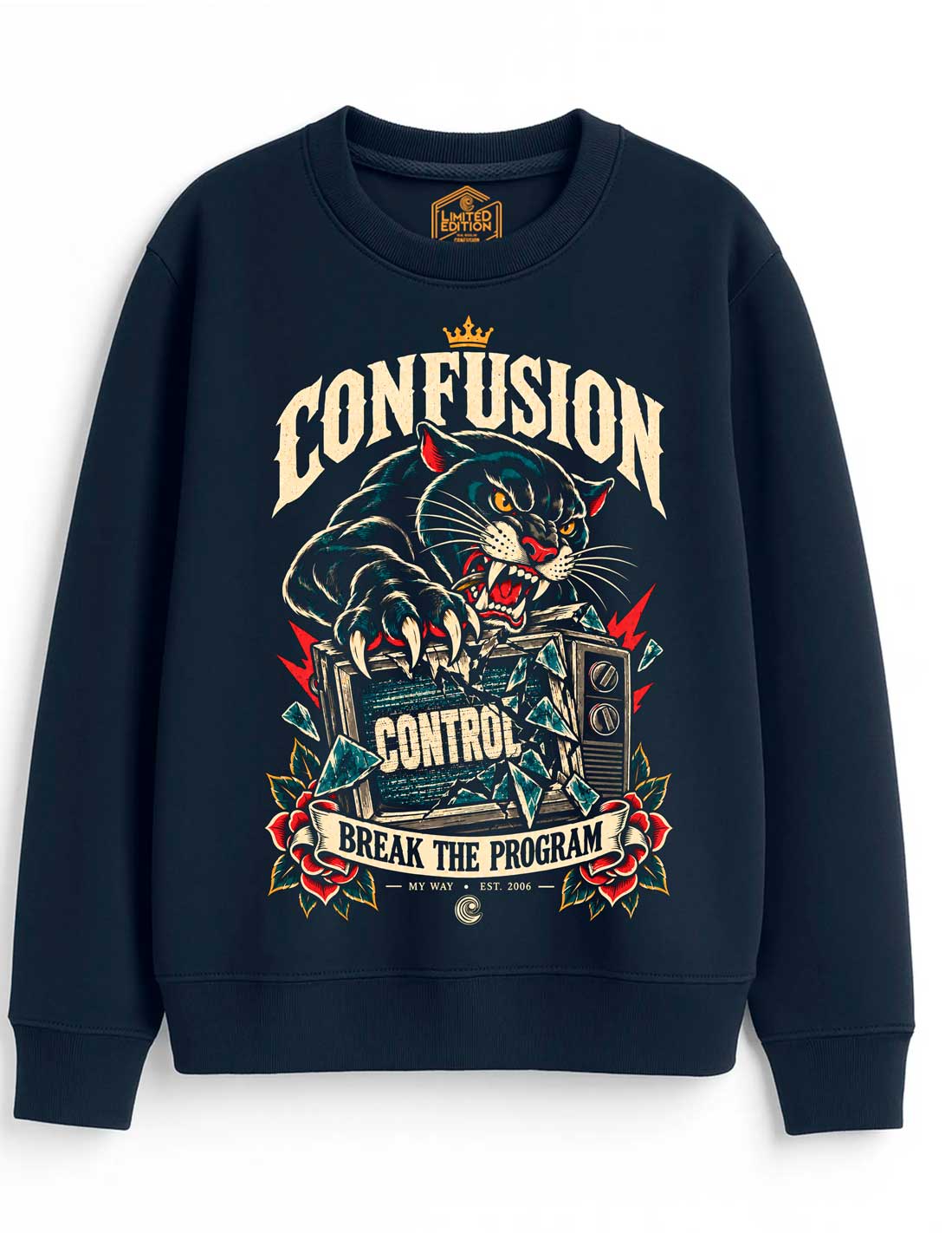 BREAK THE PROGRAM MARITIME BLUE CREWNECK OVERSIZE