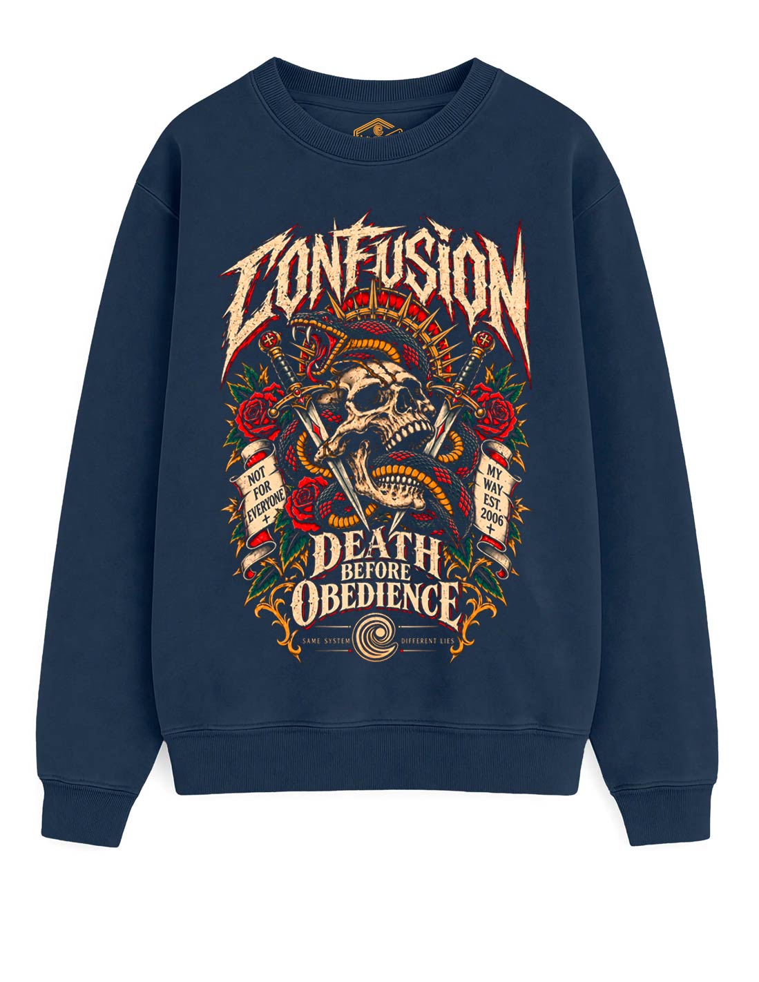 DEATH BEFORE OBEDIENCE MARITIME BLUE CREWNECK