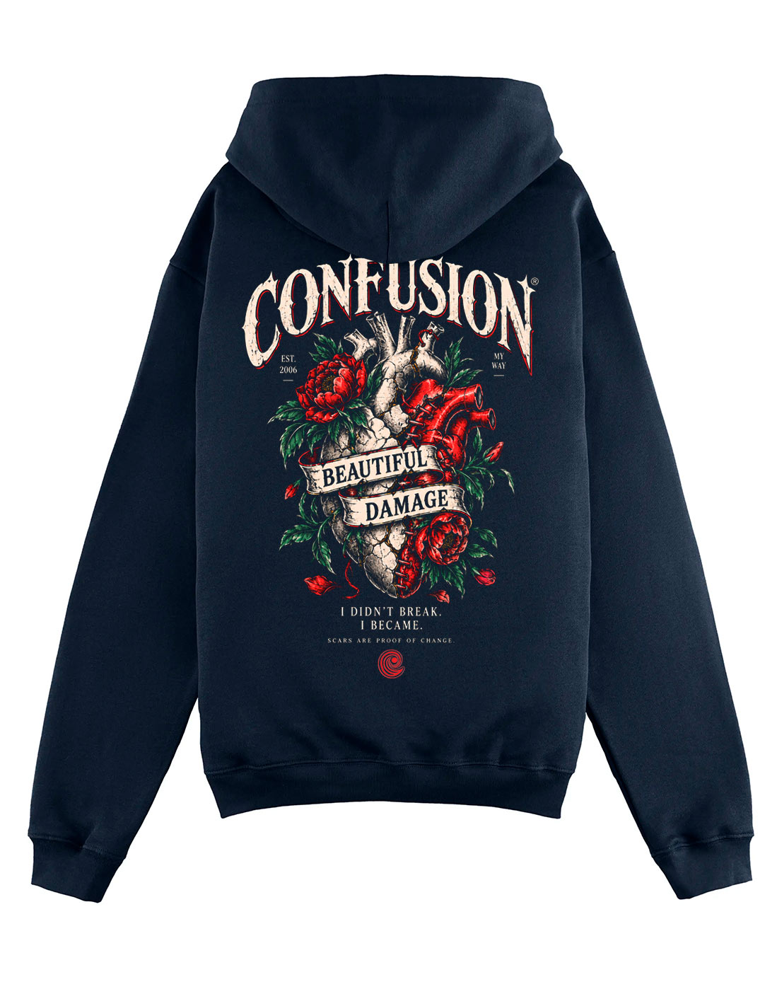 BEAUTIFUL DAMAGE MARITIME BLUE HOODIE