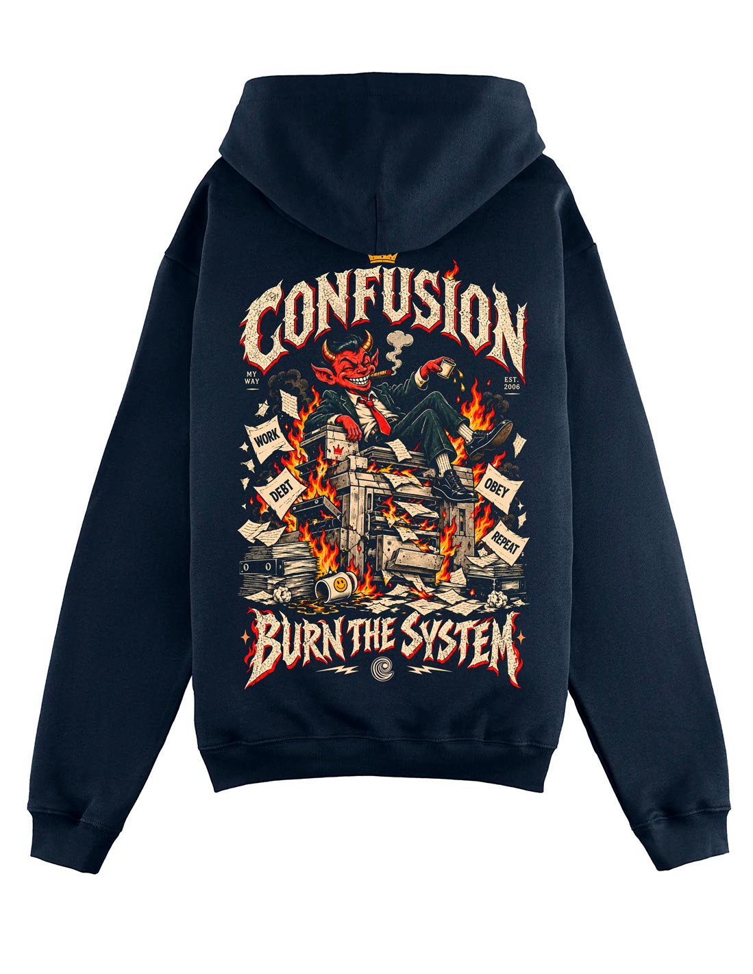 BURN THE SYSTEM MARITIME BLUE HOODIE OVERSIZE
