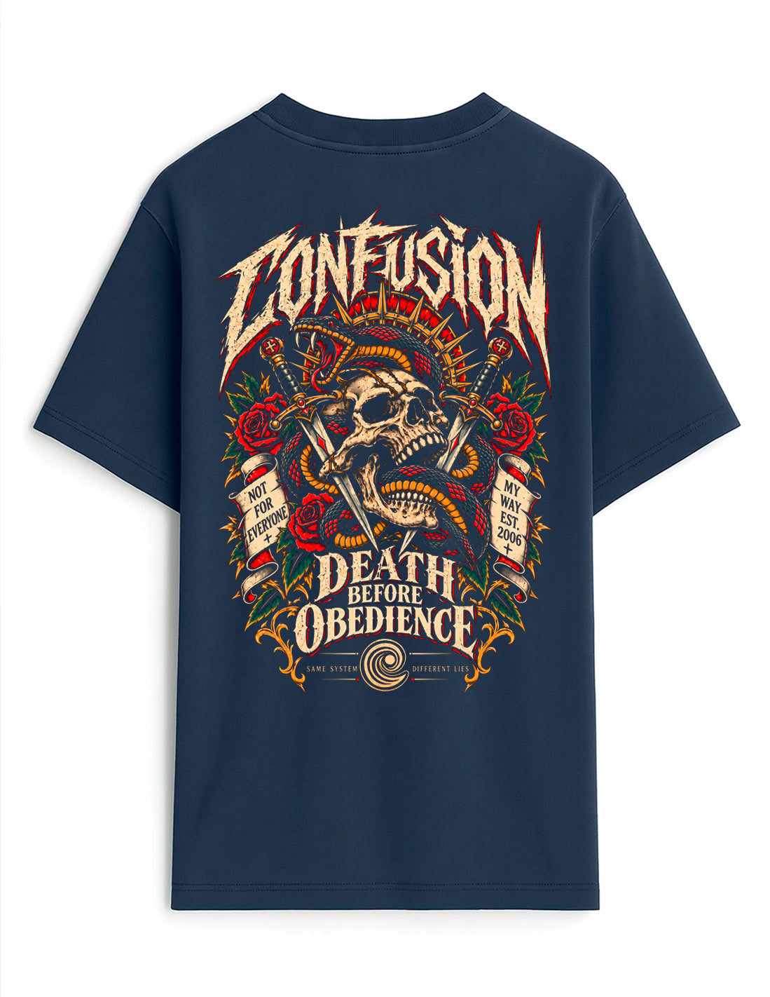 DEATH BEFORE OBEDIENCE MARITIME TEE OVERSIZE LAVADO A LA PIEDRA