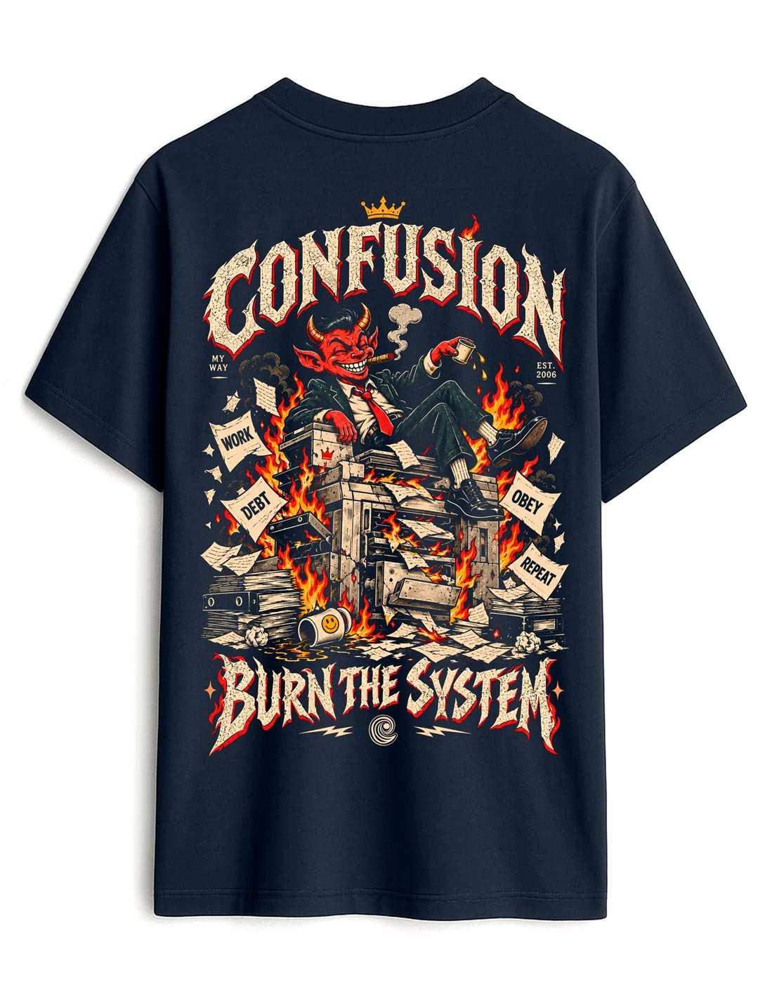 BURN THE SYSTEM MARITIME BLUE TEE OVERSIZE