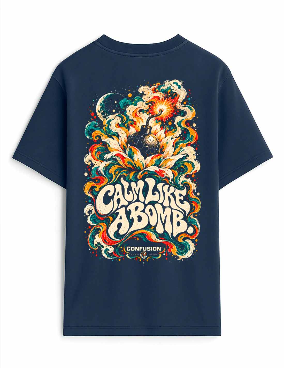 CALM LIKE A BOMB MARITIME BLUE OVERSIZE LAVADO A LA PIEDRA