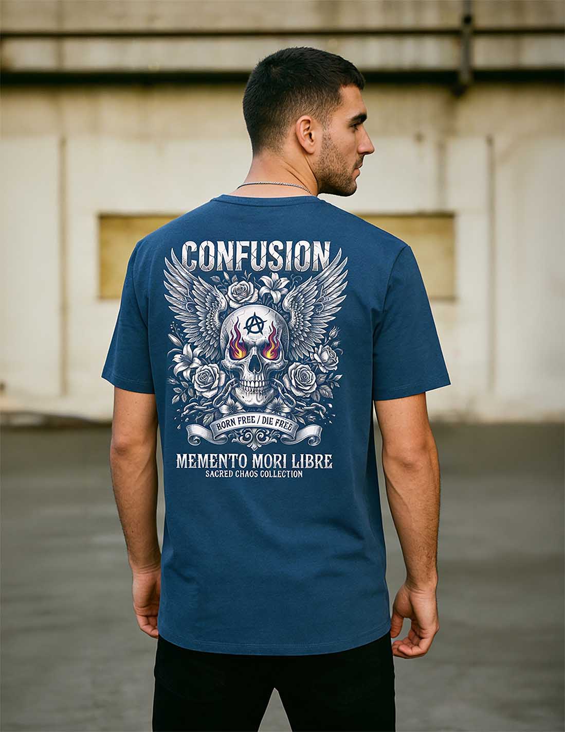 MEMENTO MORI LIBRE DARK DENIM TEE