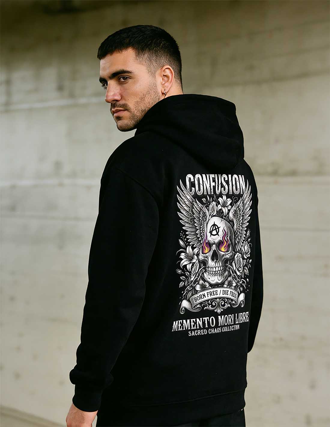 MEMENTO MORI LIBRE BLACK HOODIE