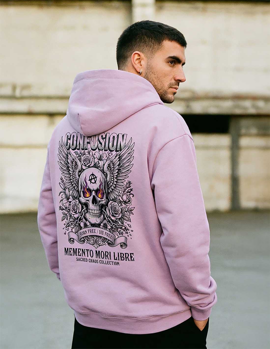 MEMENTO MORI LIBRE VIOLET HOODIE OVERSIZE