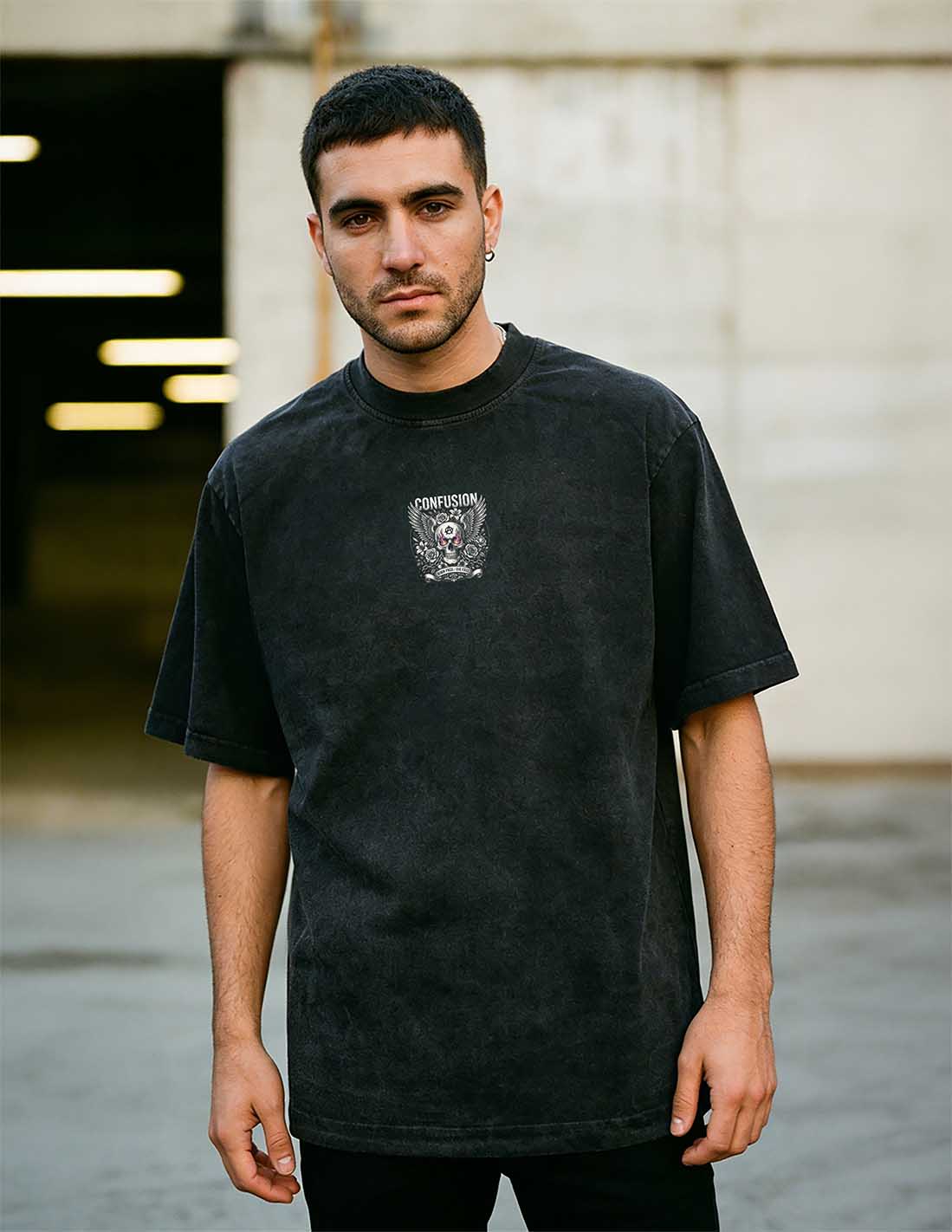 MEMENTO MORI LIBRE CARBON BLACK TEE OVERSIZE HARD PATTERN
