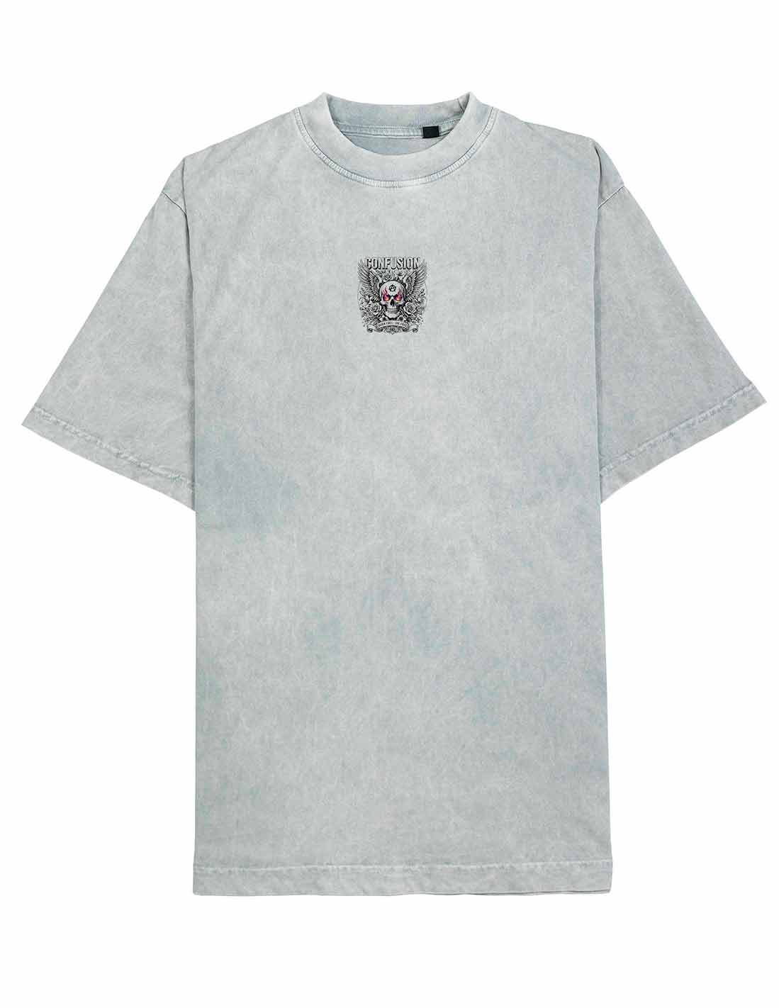 MEMENTO MORI LIBRE SILVER GREY TEE OVERSIZE HARD PATTERN