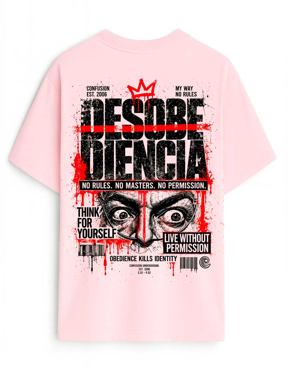 DESOBEDECE PINK TEE OVERSIZE