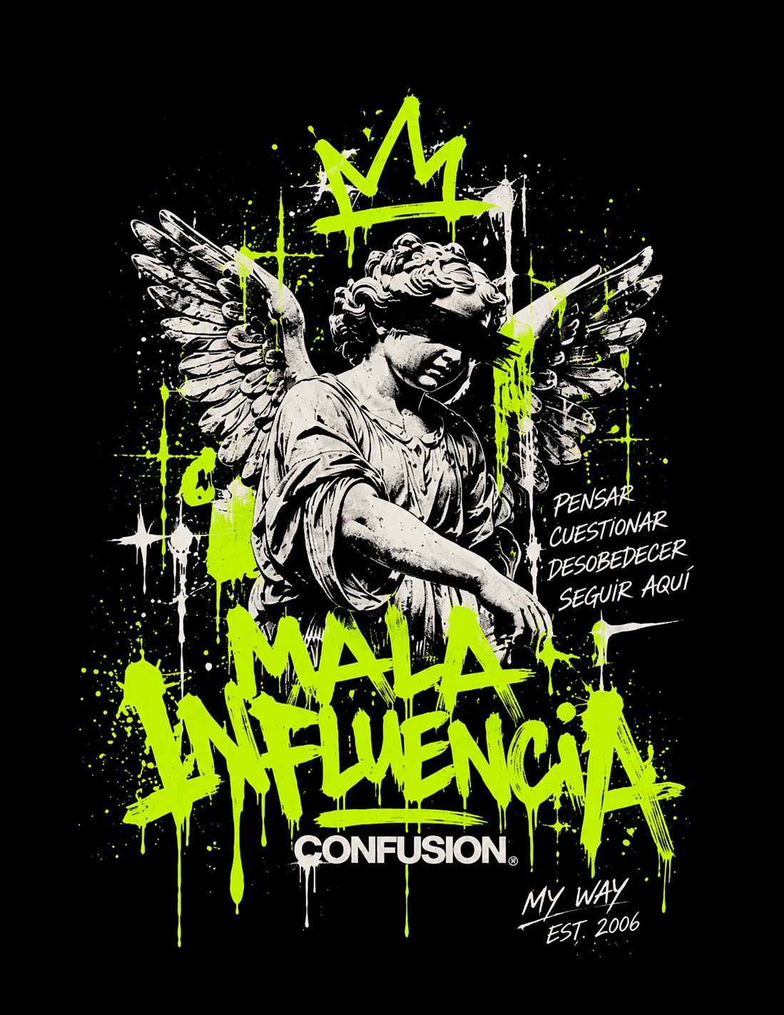 MALA INFLUENCIA BLACK TEE OVERSIZE