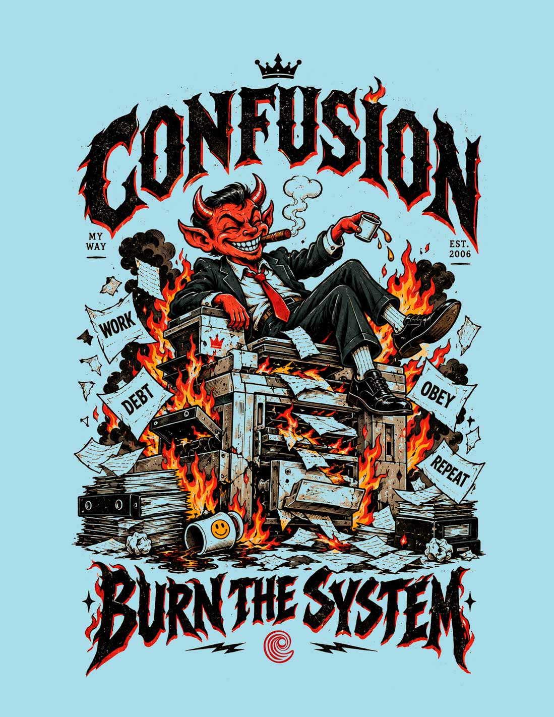BURN THE SYSTEM CHAMBRAY TEE OVERSIZE