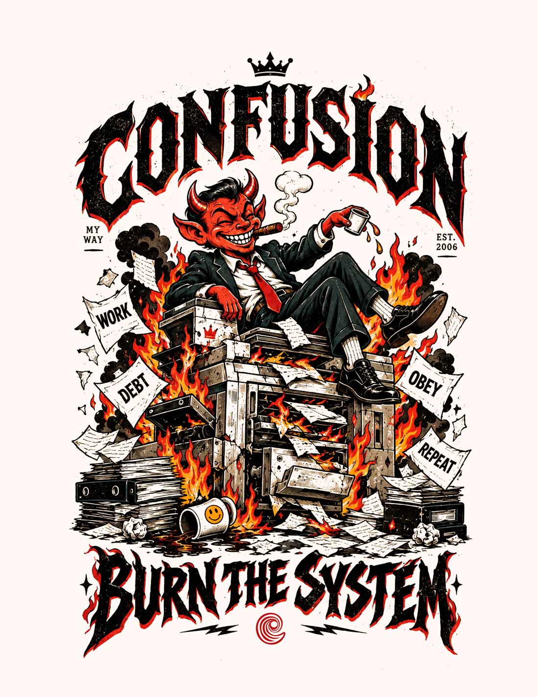 BURN THE SYSTEM STRING HOODIE OVERSIZE