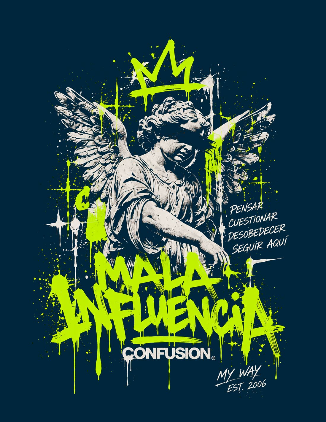MALA INFLUENCIA DARK DENIM TEE OVERSIZE