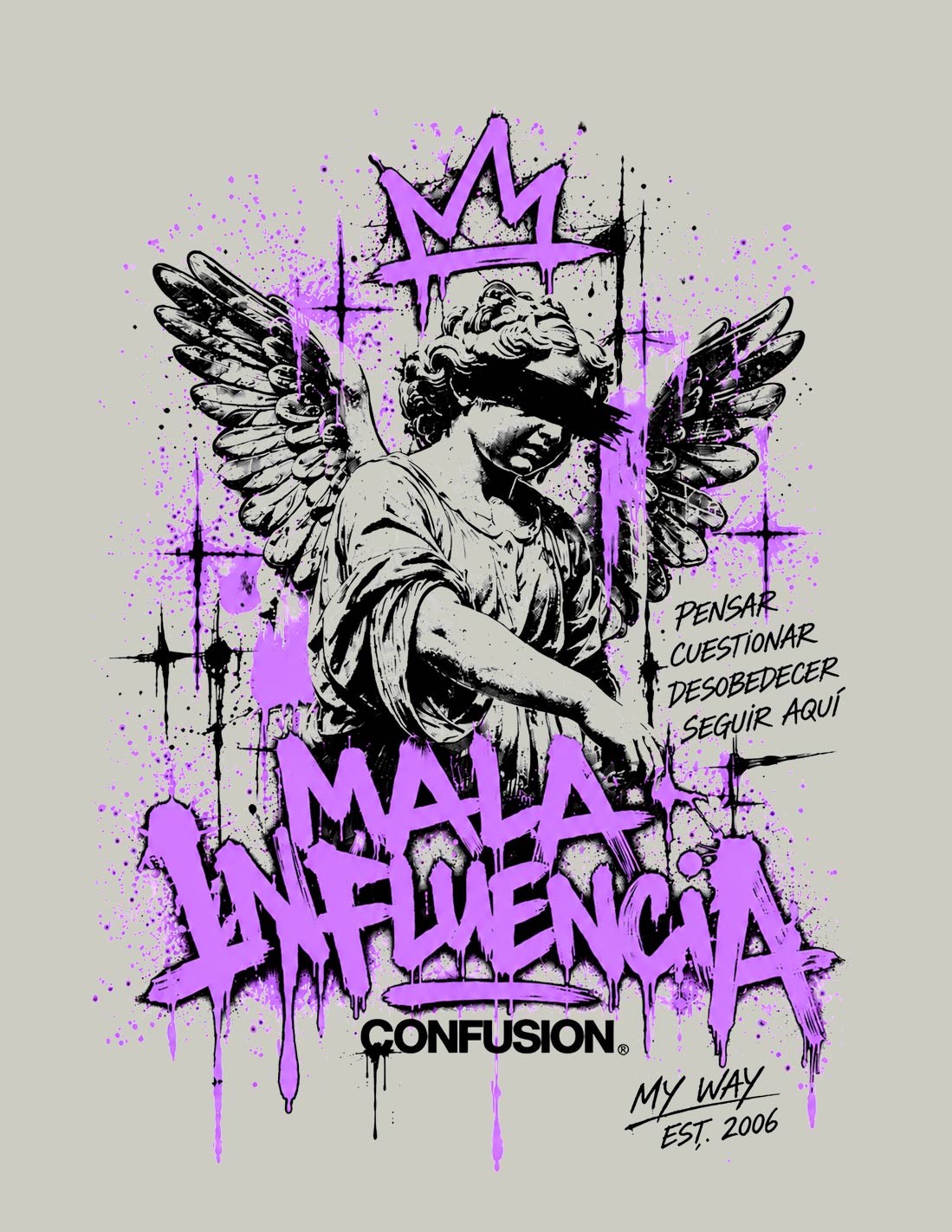 MALA INFLUENCIA GREY VIOLET TEE OVERSIZE