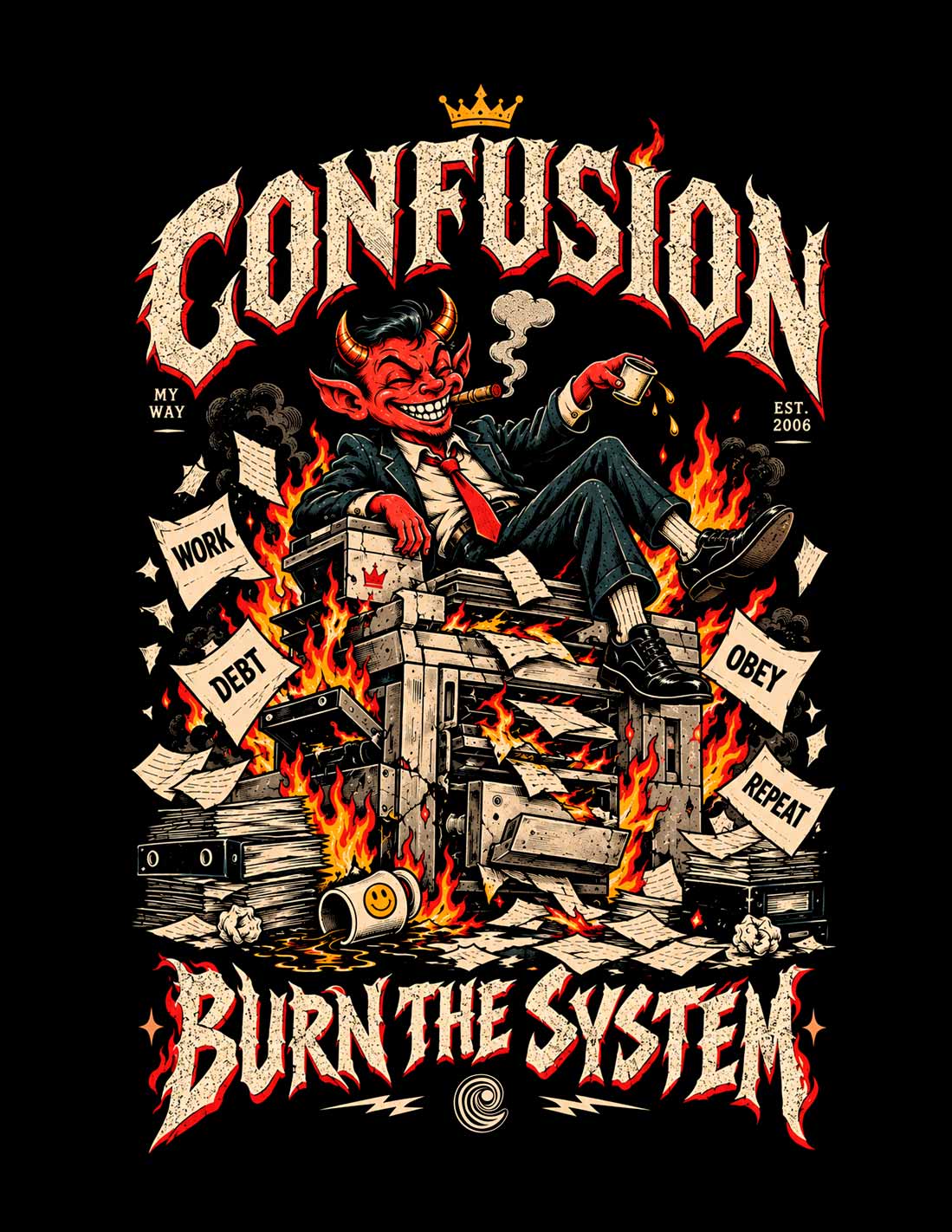 BURN THE SYSTEM BLACK TEE OVERSIZE