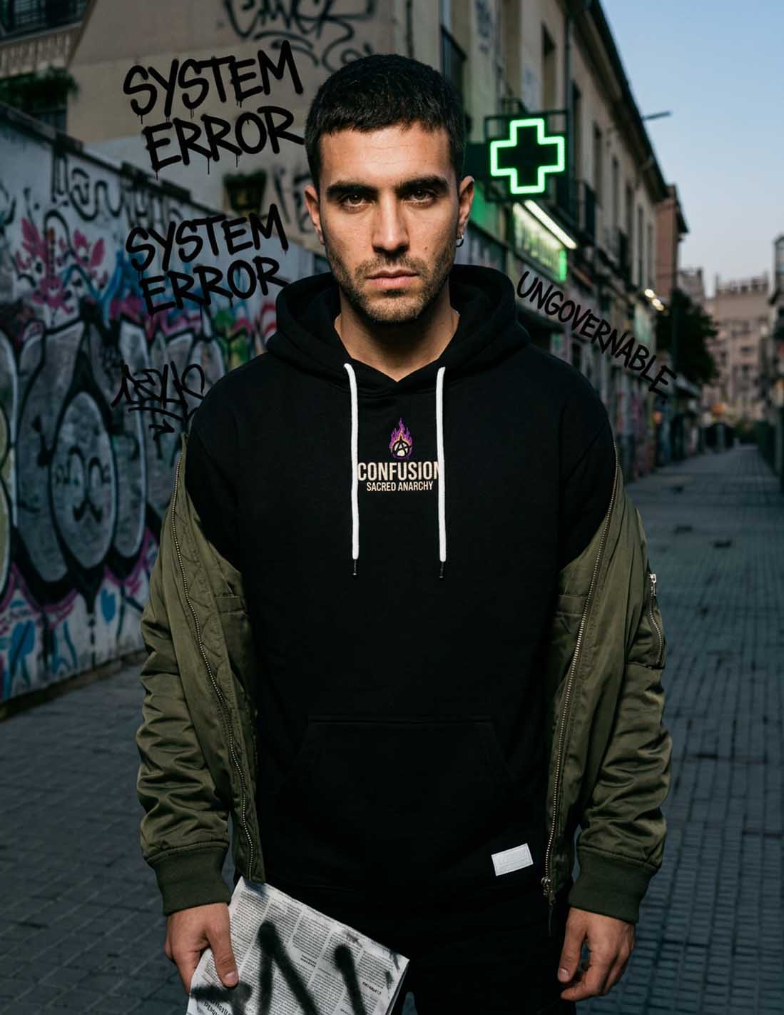 SACRED ANARCHY BLACK HOODIE