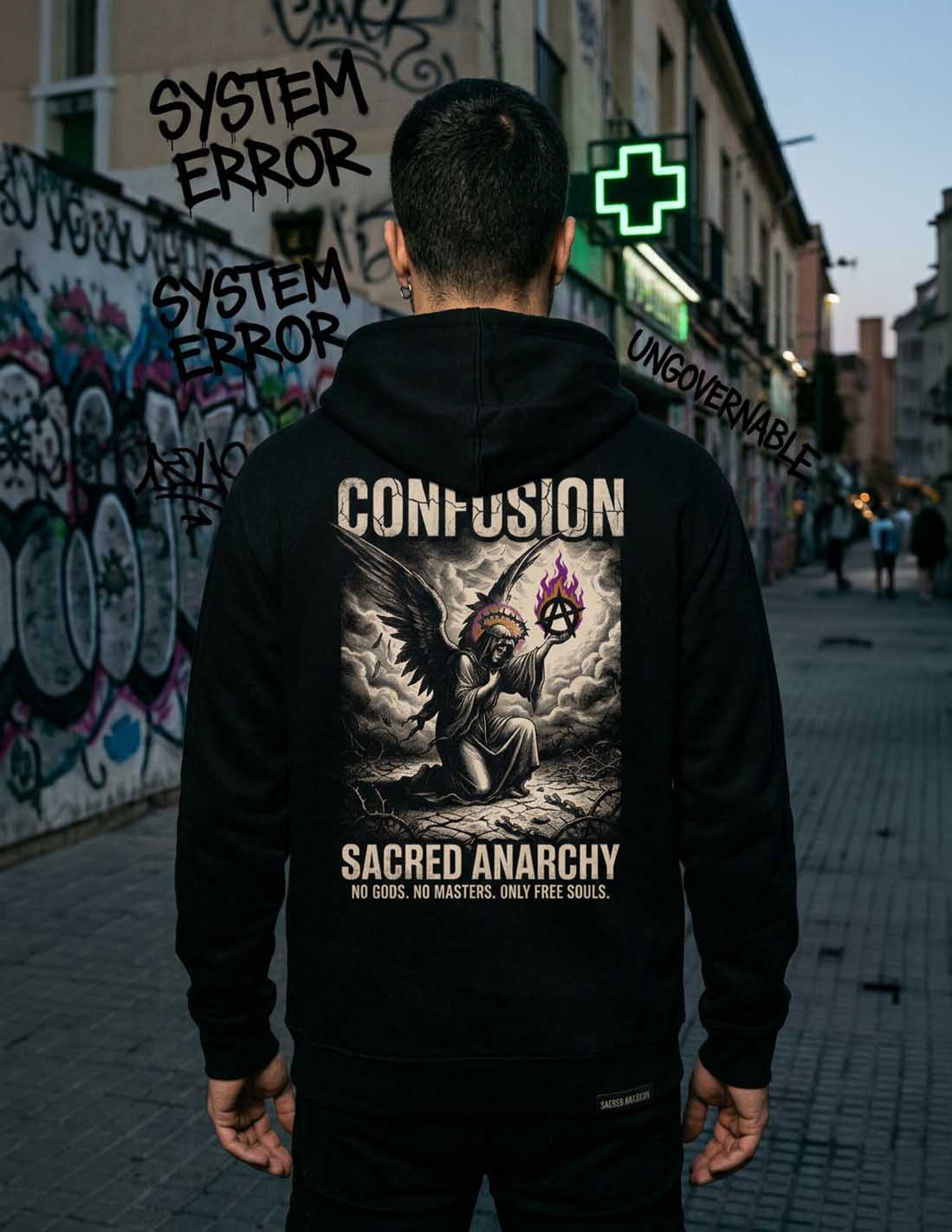 SACRED ANARCHY BLACK HOODIE
