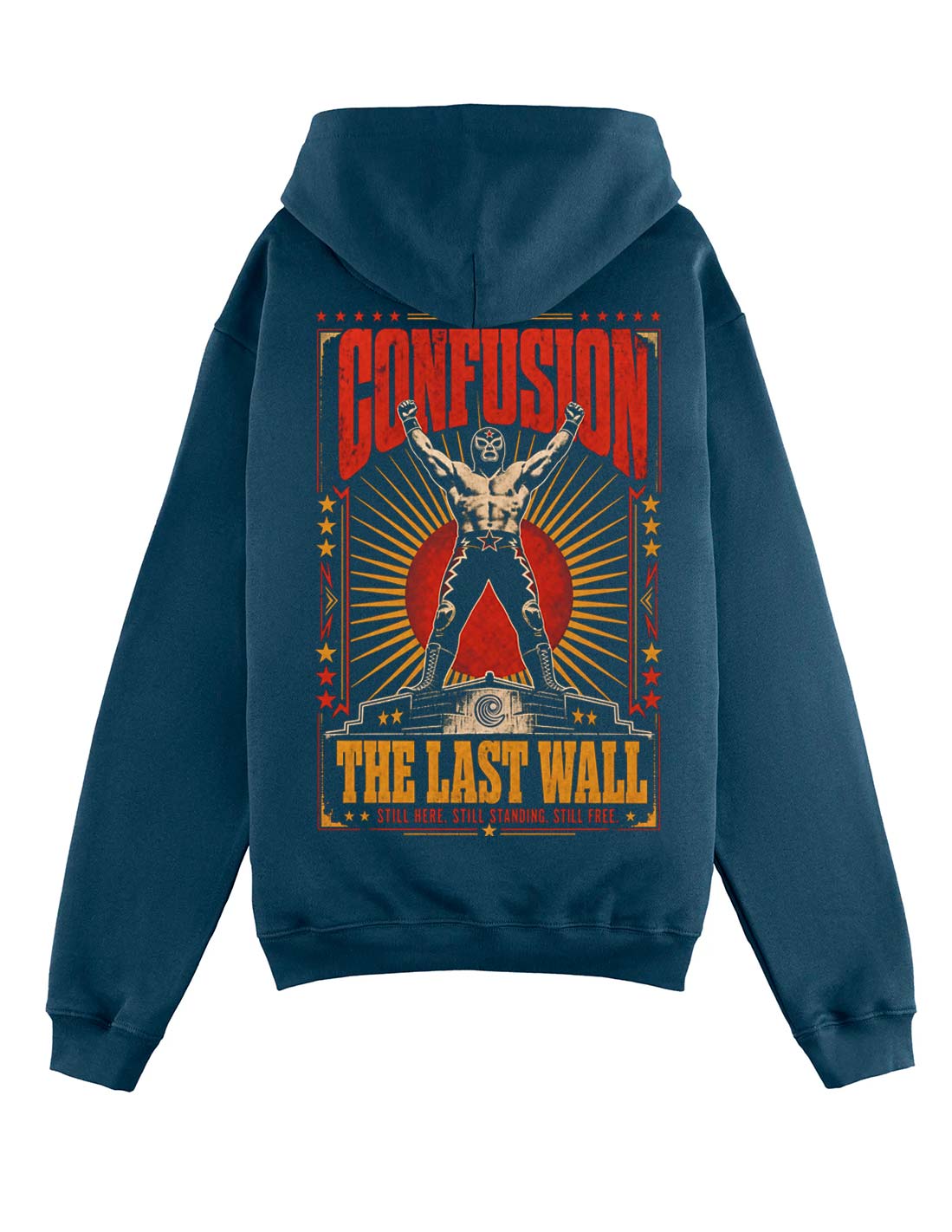 THE LAST WALL DARK DENIM HOODIE