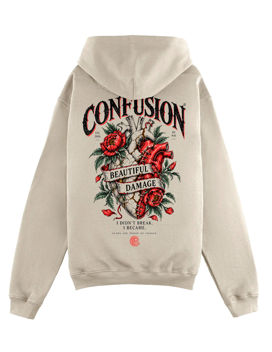 BEAUTIFUL DAMAGE STRING HOODIE