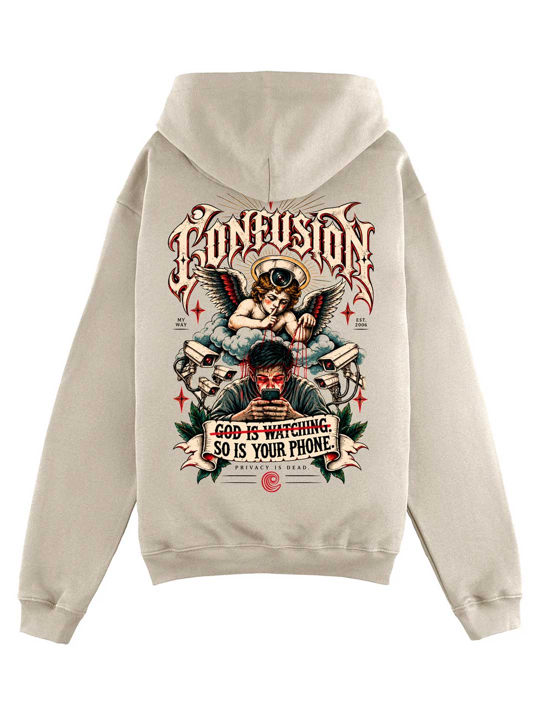 PRIVACY IS DEAD STRING HOODIE OVERSIZE