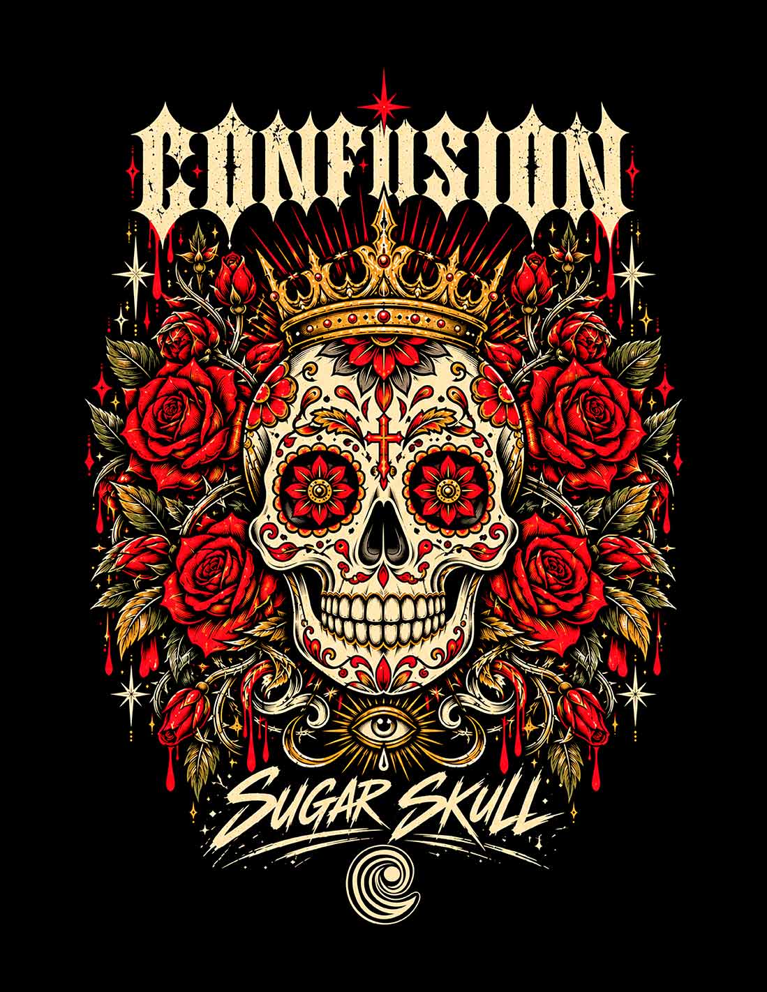 SUGAR SKULL II  BLACK TEE