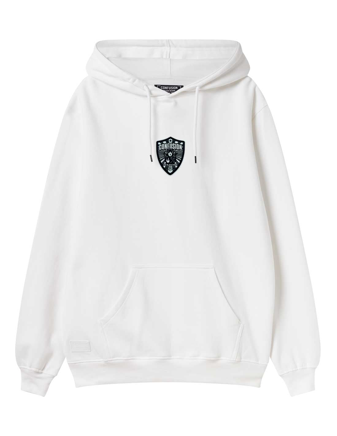 THE BLACK SHEEP PATCH WHITE HOODIE LIMITED EDITION CENTER
