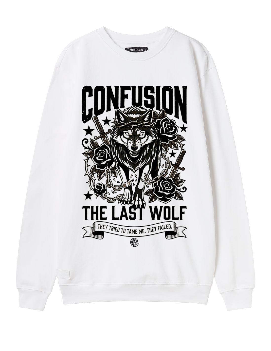 THE LAST WOLF WHITE CREWNECK