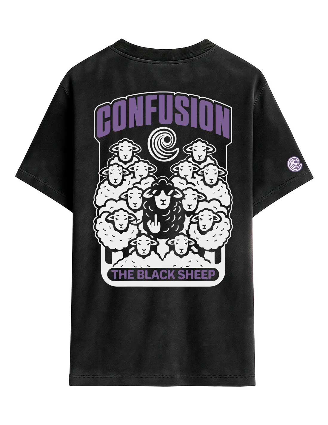 THE BLACK SHEEP BLACK TEE OVERSIZE LAVADO A LA PIEDRA
