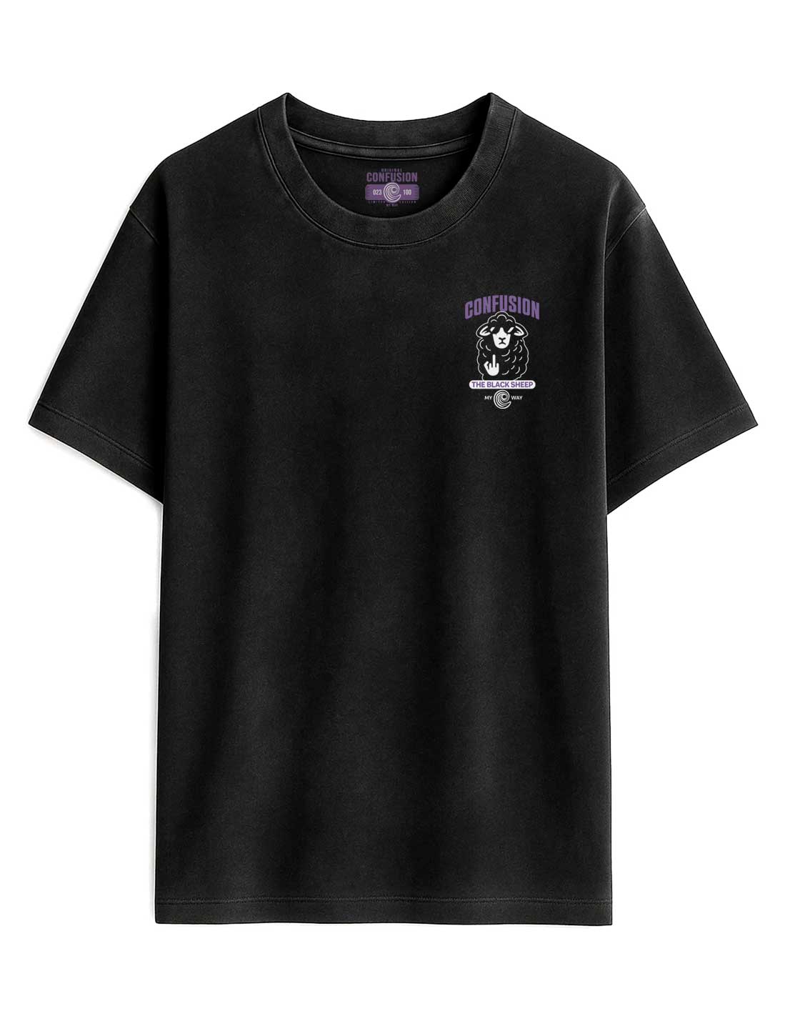 THE BLACK SHEEP BLACK TEE OVERSIZE LAVADO A LA PIEDRA