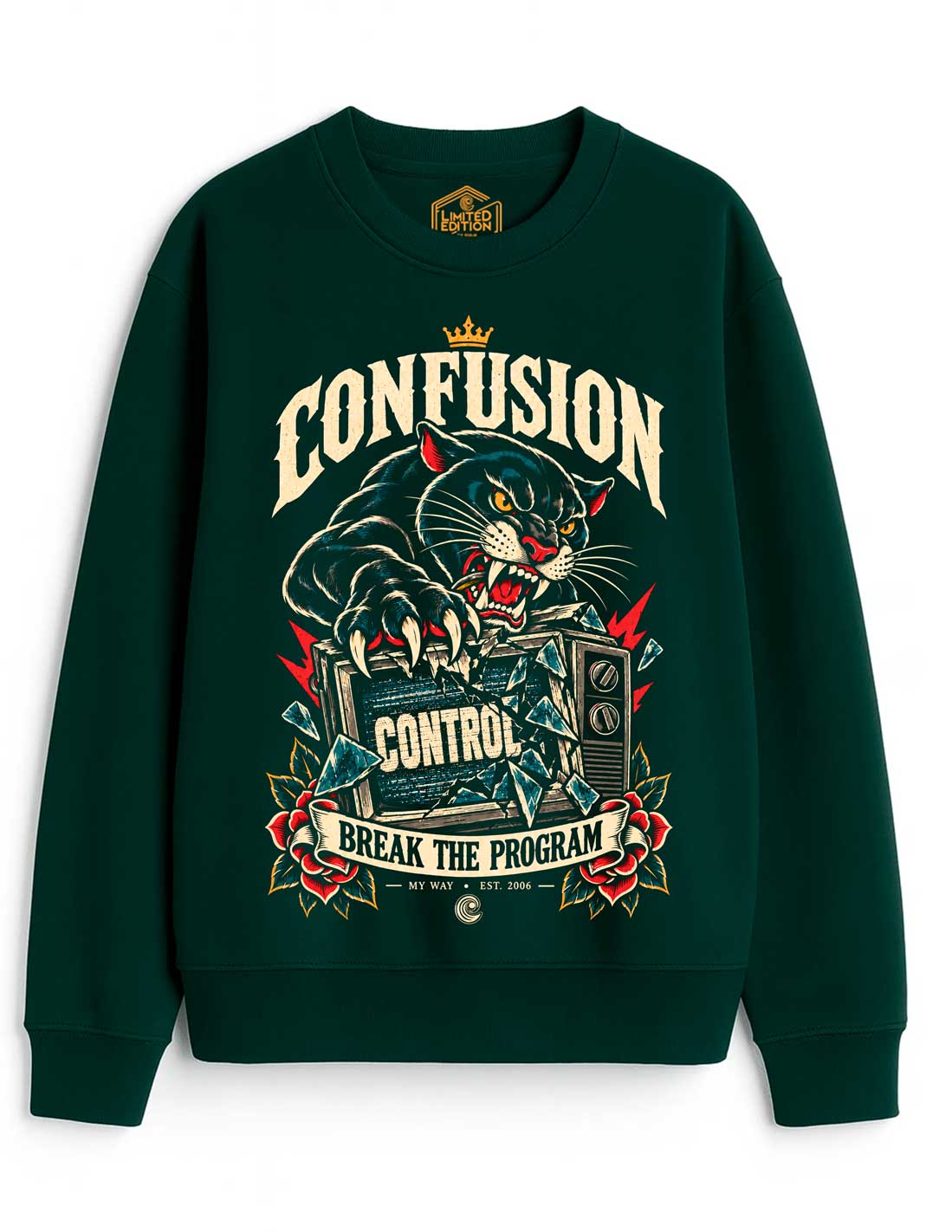 BREAK THE PROGRAM VERDE BOTELLA CREWNECK OVERSIZE