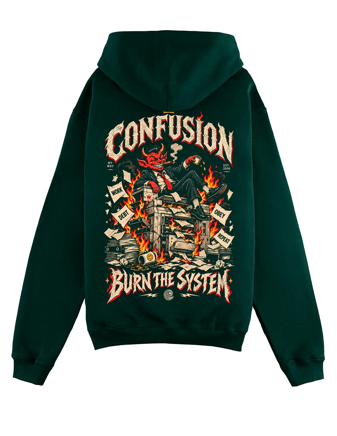 BURN THE SYSTEM VERDE BOTELLA HOODIE OVERSIZE