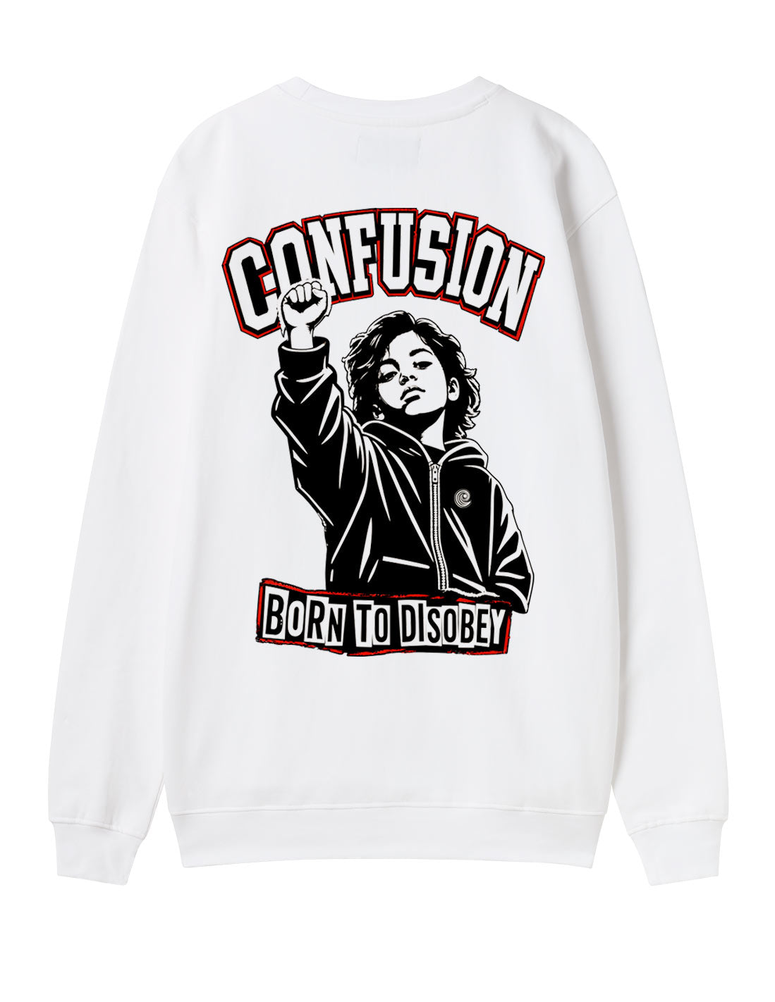 BORN TO DISOBEY WHITE CREWNECK
