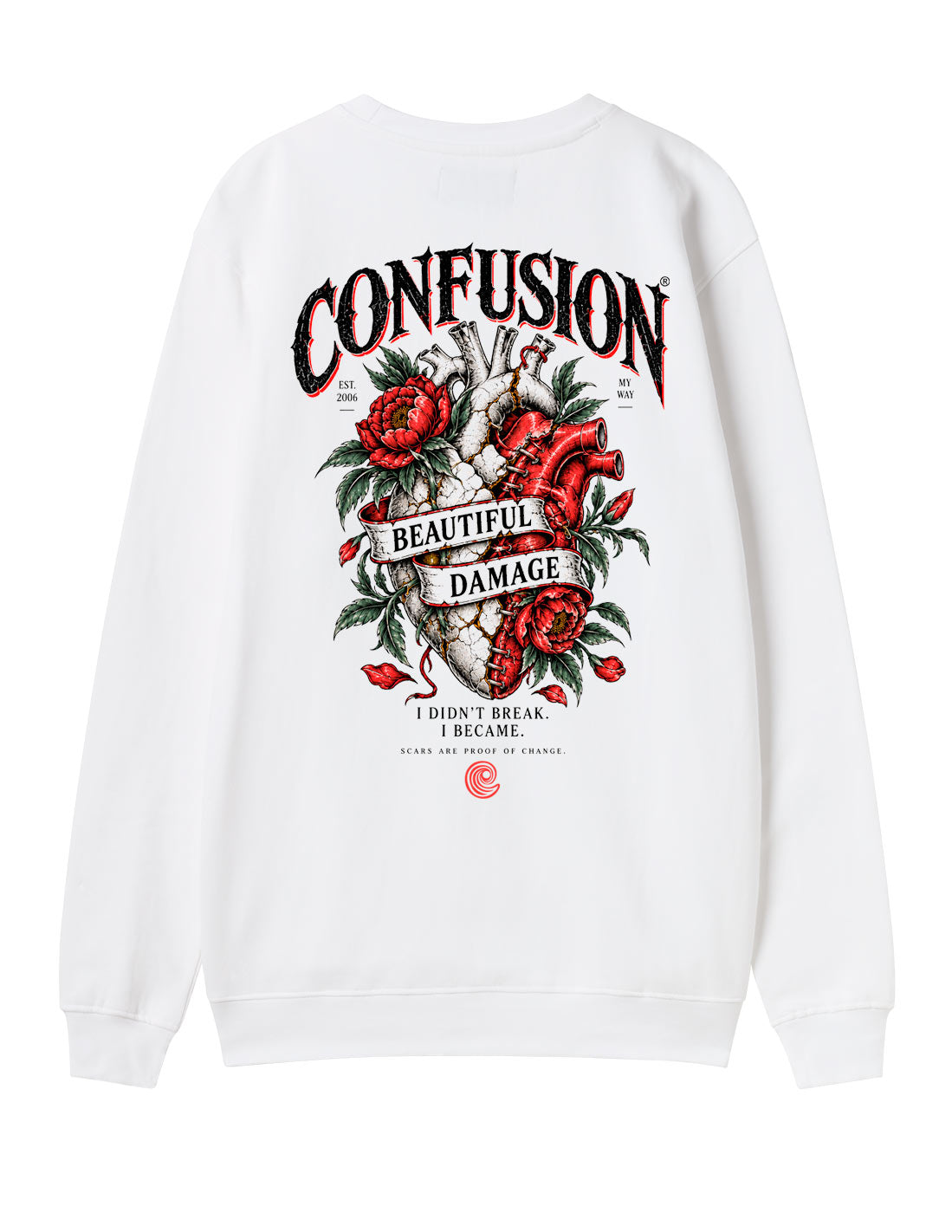 BEAUTIFUL DAMAGE CREAM CREWNECK