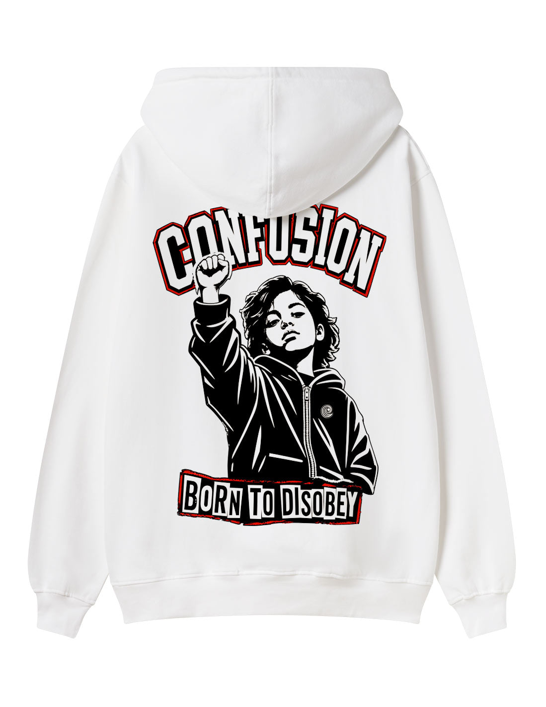 BORN TO DISOBEY WHITE HOODIE